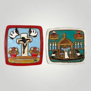 VTG Clementine Hunter Collection By Lemieux Black Jesus High Mass Ceramic Plaque